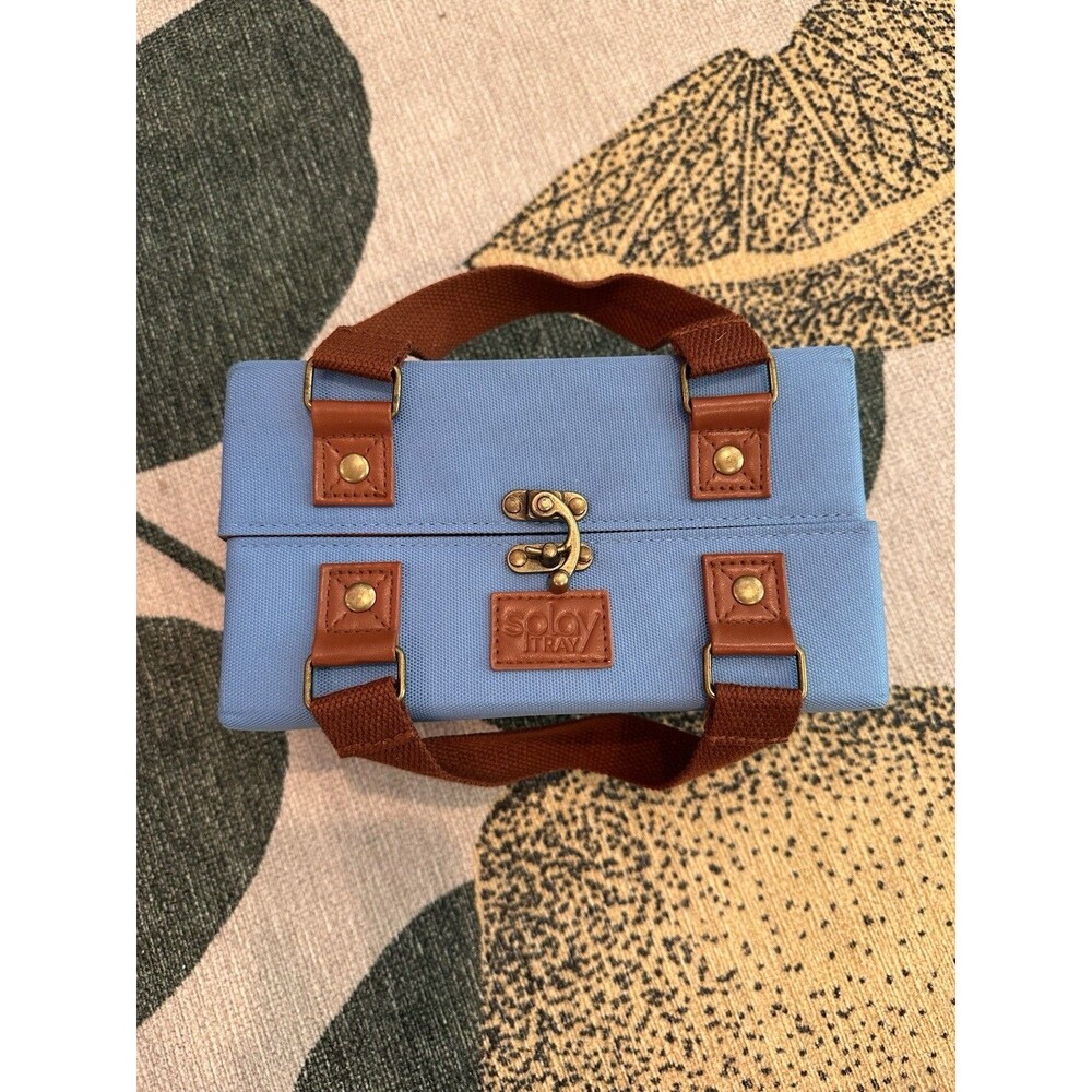 SplayTray Small Light Blue Fold Out Travel Makeup Cosmetic Bag Organizer Tray